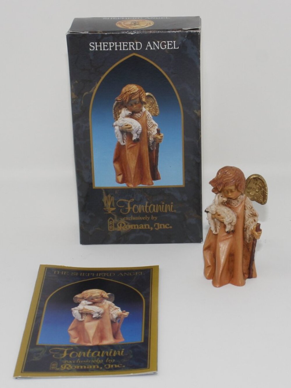1998 Fontanini 5" Shepherd Angel figure w/ card #43529 angel with lamb